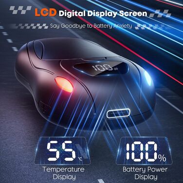 Електричний гріє для рук 2 шт. 12000 mAh з магнітним двостороннім нагріванням та цифровим дисплеєм температури та заряду батареї для відпочинку на природі/кемпінгу, чорний