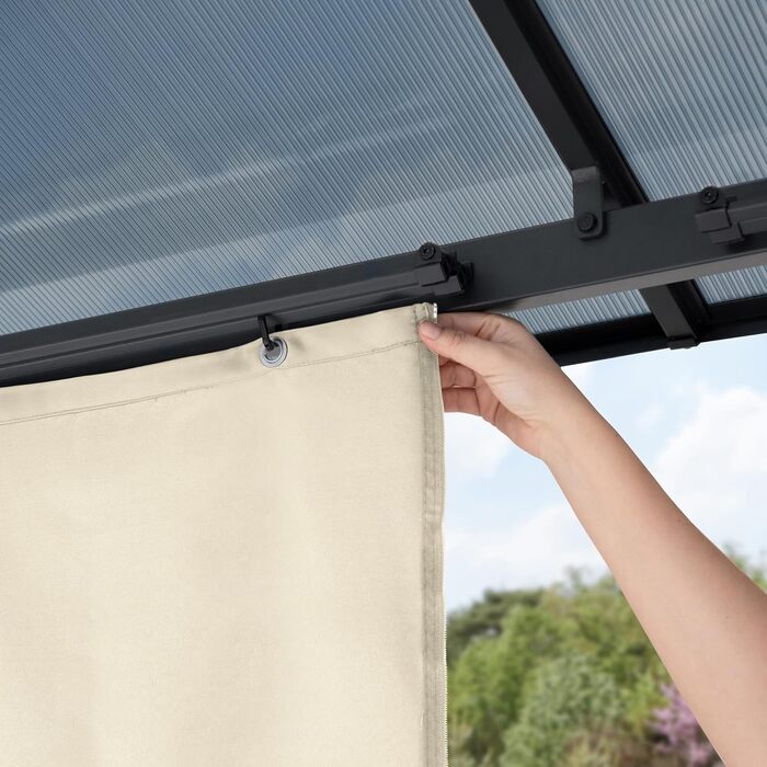 Пергола Gartenpavillon Polycarbonat 3x3 м, бежева, з 4 боковинами та москітними сітками