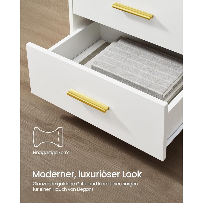 VASAGLE Custos: Набір з 2 тумбочок з LED-підсвіткою та зарядкою, білий, з шухлядами та USB-портами