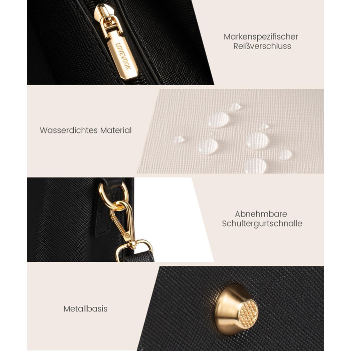 Сумка для ноутбука LOVEVOOK 15.6 дюймів, водонепроникна, для жінок, сумка-шоппер, шкіряна, для роботи, навчання, чорна, бежева, коричнева