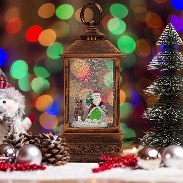 Різдвяний ліхтар зі сніговою кулею-Снігова куля лампа Санта-Клаус мотив 25 x 9 см-Снігова куля з підсвічуванням