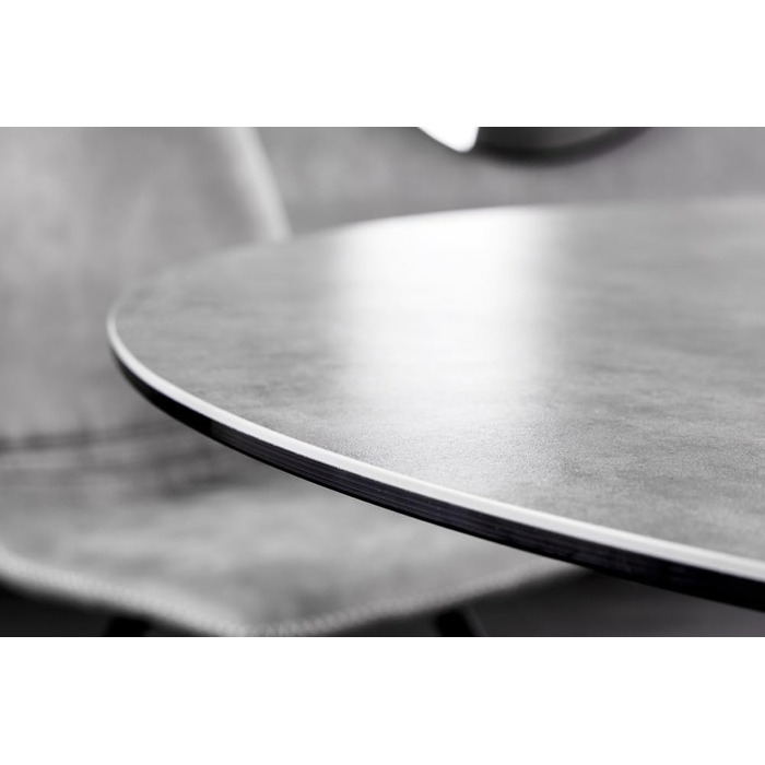 Округлий обідній стіл Riess Ambiente Alpine, 120 см, антрацитова кераміка, чорне металеве підстав'я, на 6 осіб