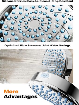 Фільтр для душу Cobbe з шлангом, високонапірна ручна лійка з 20-ступеневою фільтрацією, водозберігаючий душ з 6 режимами струменя, дощовий душ, що підвищує тиск, економний душ для жорсткої води (7.chrom01)