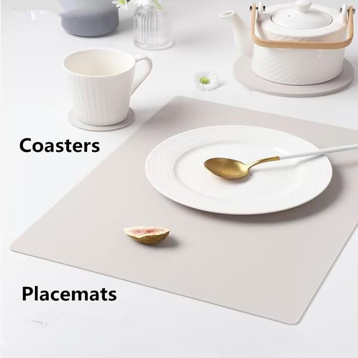 Набір тканих серветок з екошкіри для столу, водонепроникні, стійкі до бруду та тепла, можна мити, PU серветки для кухні та декору (кремовий, 6 шт.)