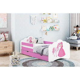 Дитяче ліжко Happy Babies MOBI 160 x 80 Ліжко для дитячої кімнати з матрацом 80x160 Молодіжне ліжко із захистом від падіння та зберіганням для дівчаток (M03)