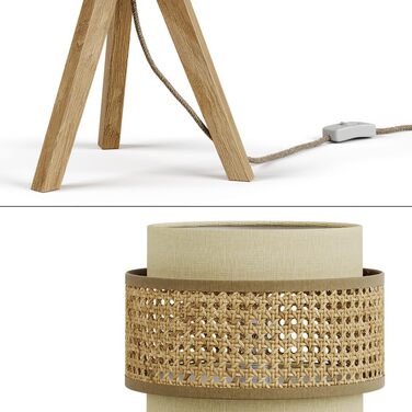 Стійка лампа Vicco Morten з ротангу, 26 x 45 см, для читання, кремового кольору