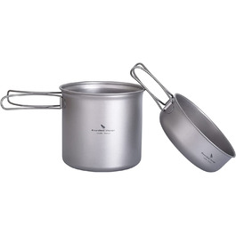 Набір кухонного посуду iBasingo для кемпінгу: титановий посуд з відкидним ручками, 1500 мл каструля та 500 мл сковорода, ідеальний для туризму та пікніків