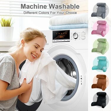 Подушка для читання Mingfuxin для ліжка, дивана, підлоги: знімний валик для шиї та підлокітником для підтримки спини, сіра