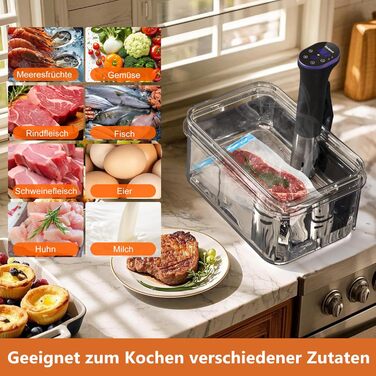 Sous Vide занурювальний кухонний термостат Karienvir 1400W з LCD-дисплеєм, Wi-Fi, IPX7, таймером, фіолетовий