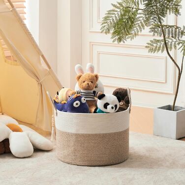 YOUDENOVA Плетіний кошик для білизни великий 65л, кошик для зберігання, кошик для ковдр, іграшок, для вітальні, дитячої кімнати, коричневий 50x33 см