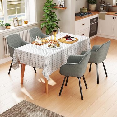 LEWE Комплект з 4-х обертових стільців для їдальні з підлокітниками, сірий. Сучасні стільці для кухні/вітальні з дерев'яними ніжками та спинкою.