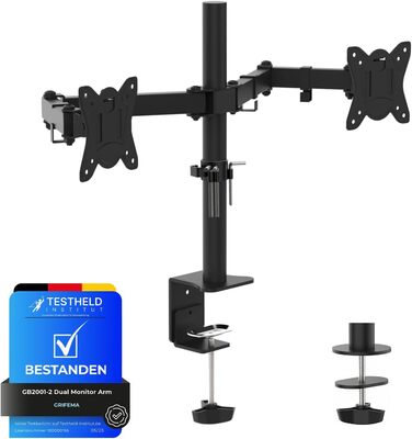 Підставка для монітора GRIFEMA Dual Arm - 2 монітори, 13-32 дюйми, регулювання висоти, поворот, VESA 75x75/100x100, до 9 кг