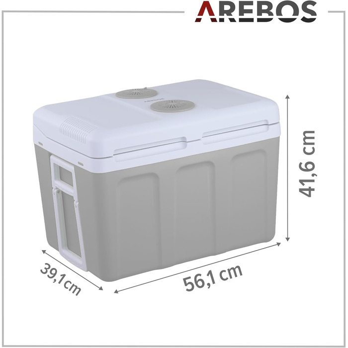 Автомобільний холодильник Arebos 40 л з функцією охолодження та підігріву, 12/230V, ізотермічна сумка-холодильник антрацит