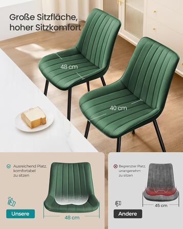 Крісло SONGMICS для їдальні та кухні, з оксамиту, до 120 кг, сталеві ніжки, вигнута спинка, чорний колір (6 шт. у наборі)