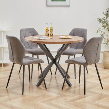 Стільці для їдальні GrandCA HOME, оббиті, скандинавський стиль, метал, ромбоподібні подушки, сірі (2 шт.)