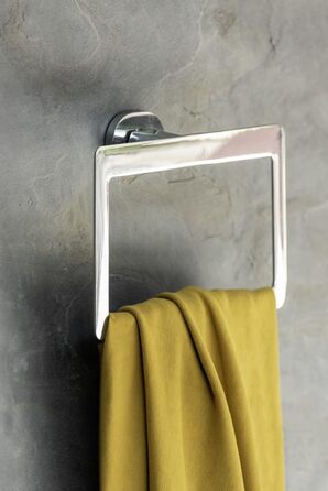 Рушникотримач Maribor, настінний рушникотримач з литого цинку для кріплення без свердління з інноваційною клейовою системою UV-Loc, ідеально підходить для ванних кімнат і гостьових туалетів, 23 x 17 x 5,5 см, хром