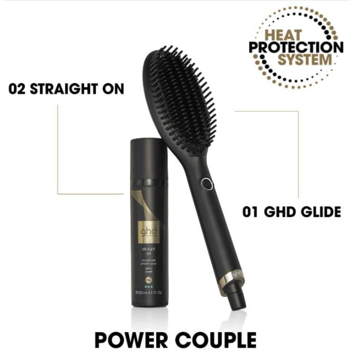 Гаряча щітка ghd Glide для укладання волосся, керамічна технологія з іонізатором для усунення пухнастості, оптимальна температура 185C для салонної гладкої укладки Black Smooth Styling