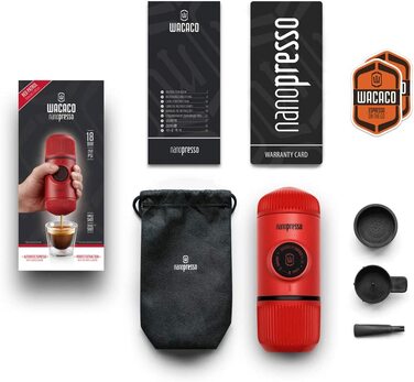 WACACO Nanopresso - портативна кавомашина для еспресо, 18 Bar, ручне керування, для подорожей, червона