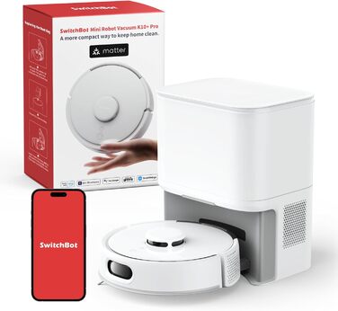 SwitchBot K10+ Pro Робот-пилосос з док-станцією для самостійного очищення, LiDAR-навігація, тиха робота 45dB, сумісний з Alexa