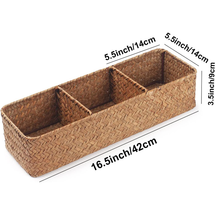 Кошик для зберігання морських водоростей прямокутна кошик для полиць натуральна ткана плетена кошик для зберігання туалетного паперу (натуральна