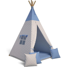 Дитячий намет-тіпі: іграшковий намет для дітей, кімната для ігор, намет-тіпі в кімнаті, блакитний, міцний, з м'якими подушками