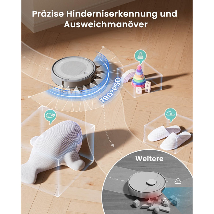 Робот-пилосос LEFANT M310 Ultra з вологою тканиною, лазерною навігацією ToF, потужністю 6000Pa, 7.9 см заввишки, розпізнавання килима, ідеальний для шерсті тварин та твердих підлог, керування через додаток/Alexa, сірий колір