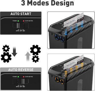 Шредер SINCHEREU 6 листів, перехресний різання, рівень безпеки P4, з кошиком 11л, для документів, кредитних карт, CD, з захистом від перегріву, для дому та офісу