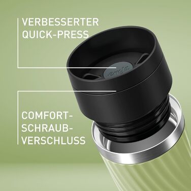 Термокружка Emsa Travel Mug Classic Twist, 0.36 л, зелена, з кришкою Quick-Press, з нержавіючої сталі, для гарячих та холодних напоїв
