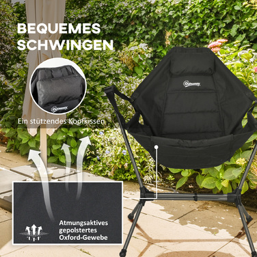 Складне садове крісло Outsunny Hammock Camping Chair до 120 кг, чорний від Oxford для саду та кемпінгу