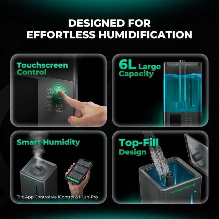 Зволожувач повітря для рослин MARS HYDRO 6л з таймером, ультразвуковий, для гроубоксів та теплиць