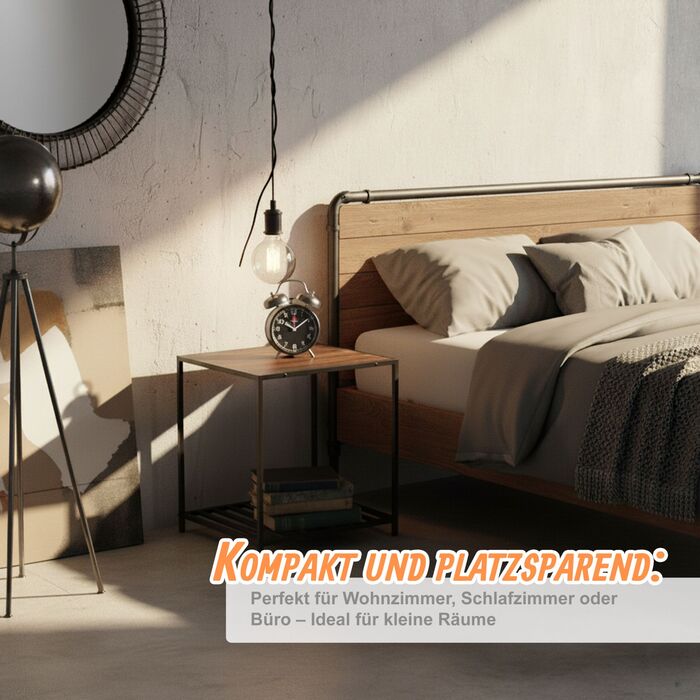 Relaxdays Додатковий столик індустріального стилю з полицею