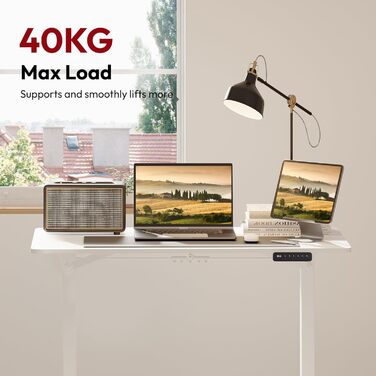 Регульований стіл Sanodesk 110x60 см з суцільною стільницею – компактний стоячий стіл для маленьких приміщень, ергономічний та стильний, білий