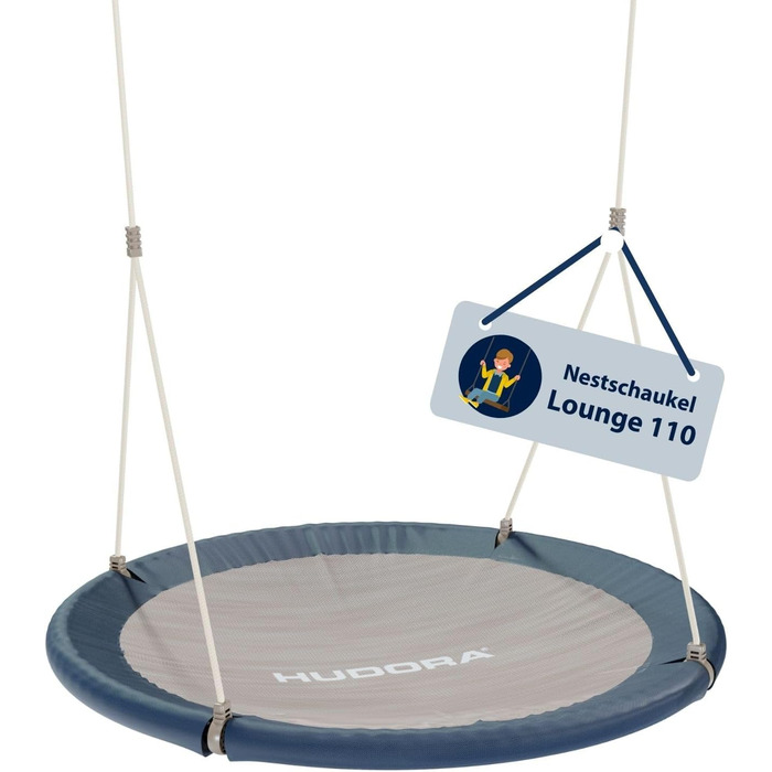 Шоукель HUDORA Nestschaukel Lounge - регульована висота, діаметр 90/110 см, до 150 кг, закрита сидіння, сімейна для дому та саду (Midnight, 110 см, Single)