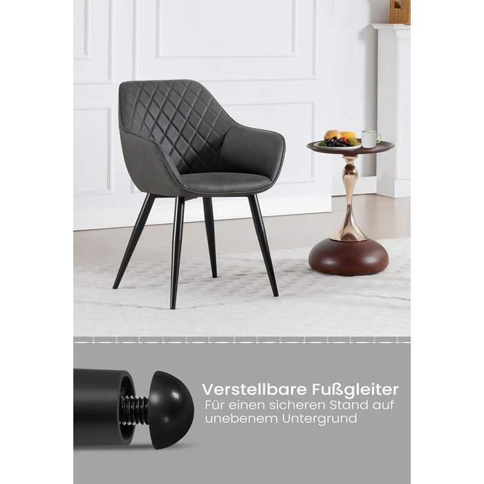 Крісла для їдальні WOLTU, 2 шт. в наборі, для кухні та вітальні, з м'якими сидіннями та підлокітниками, зелені, метал, штучна шкіра BH153gn-2