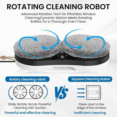 Робот для миття вікон з автоматичним струменем води, 5600 Па, автоматичний мийник вікон, інтелектуальна навігація, пульт дистанційного керування, для гладких поверхонь, з 10 ганчірками для миття (E 2800pa)