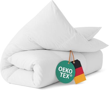 Зимовий ковдрик 135x200 см з пуховою начинкою 1080г - ковдра з бавовняним покриттям, дихаюча та придатна для прання до 60°C, сертифікат Ökotex