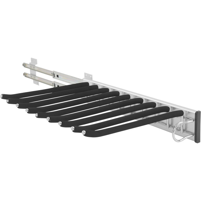 Висувна вішалка для штанів, полиця для штанів у шафу, 9 тримачів для шарфів, висувна вішалка для штанів, одягу, краваток, шарфів, глибина шафи 48 см (правий монтаж)