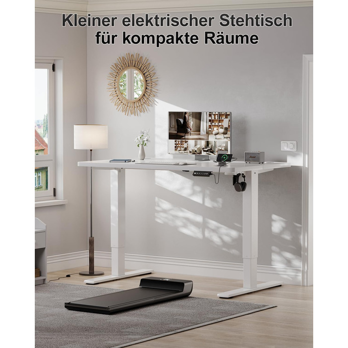 Електричний дитячий стіл Airfish, 80x60 см, регулювання висоти, функція пам'яті, для дому/офісу, стоячи/сидячи (білий)