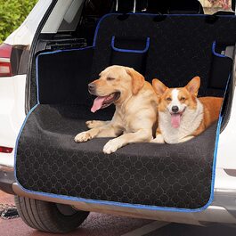 Заднє сидіння автомобіля Snocyo для собак, водонепроникне заднє сидіння для собак, стійке до подряпин автомобільне сидіння для собак з оглядовим вікном, бічним захистом і ременем безпеки, універсальний захисний килимок для заднього сидіння автомобіля, 137147 см (для багажника, чорний і синій)