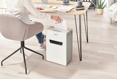 Leitz IQ 10X Premium Protect: Шредер для документів, партіковий зріз, 11-10 аркушів, тихий, компактний, сертифікований, 18л контейнер, для офісу та дому, білий
