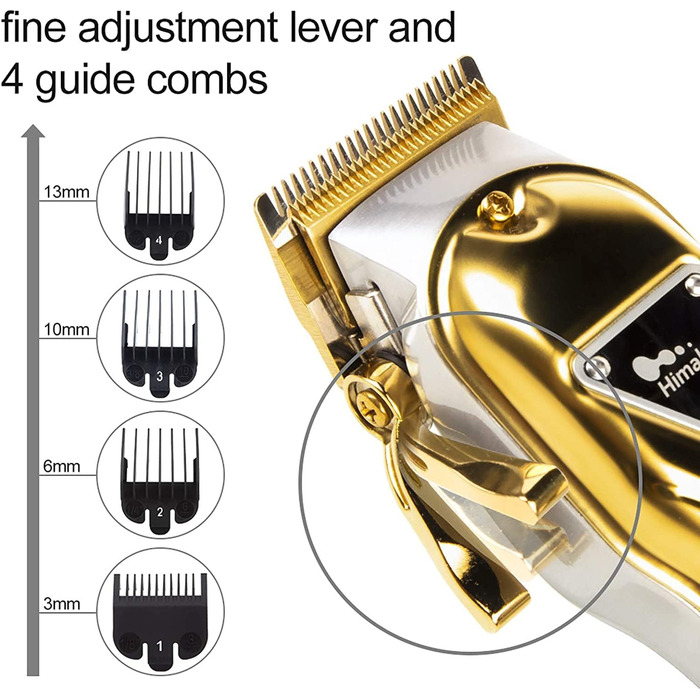 Набір професійних машинок для стрижки волосся та бороди Himaly 4-в-1, акумуляторний, для чоловіків та сім'ї (золотистий)