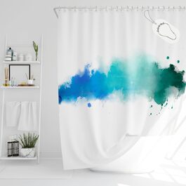 Шторка для душу Drophop Textile 120x200 см, блакитно-бірюзово-зелена, Petrol, градієнт кольору, 100% поліестер, з вантажним краєм, непрозора, водонепроникна, пральна, з антигрибковим покриттям, з 12 нержавіючих кілець