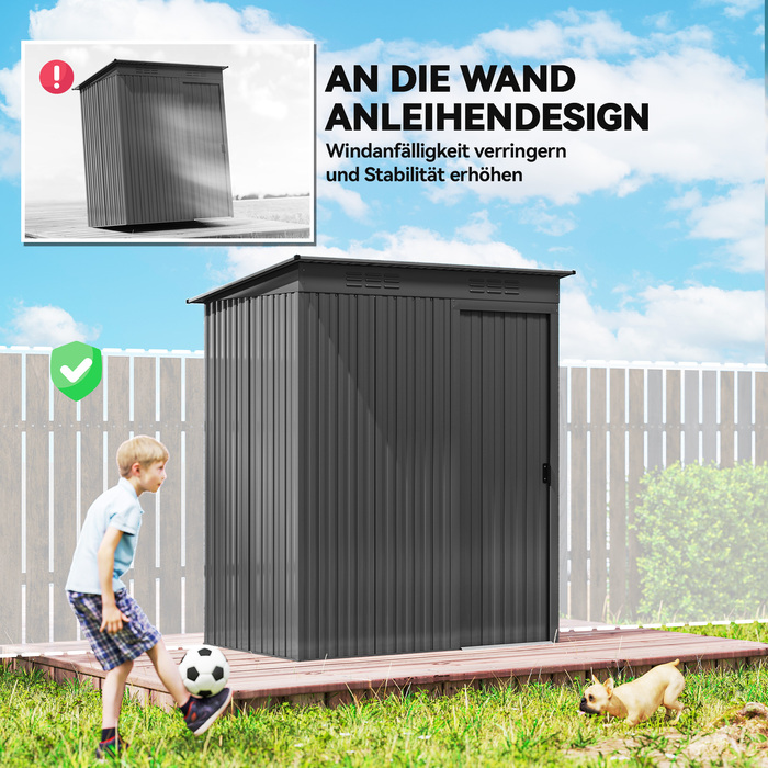 Металевий сарай Metall Gerätehaus 1,37 м², навіс для інструментів з легким встановленням, похила дах, розсувні двері, вентиляційні отвори, рукавички.