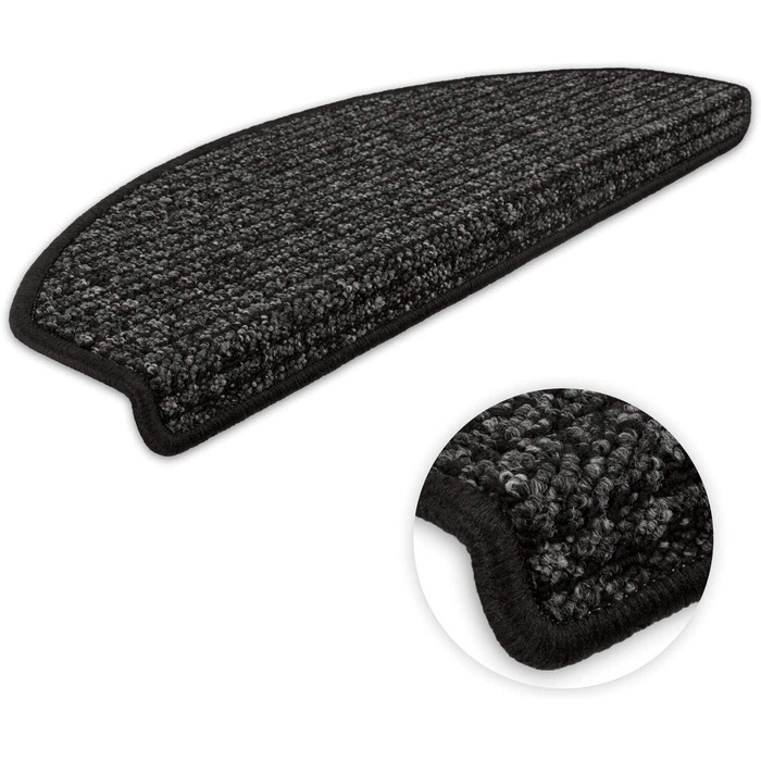 Кеттельсервіс-Мецкер ступінчасті килимки сходовий килимок Танго напівкруглий антрацит (18 шт.)