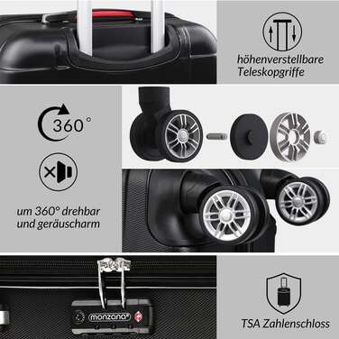 Валіза Hard Shell L Wheels 360º Дорожня валіза 80 л Чорний ABS