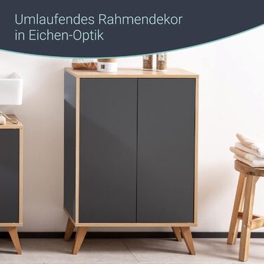 Тумба під умивальник FACKELMANN Finn, коричнева, 60 см, ретро-стиль, push-to-open, Made in Germany