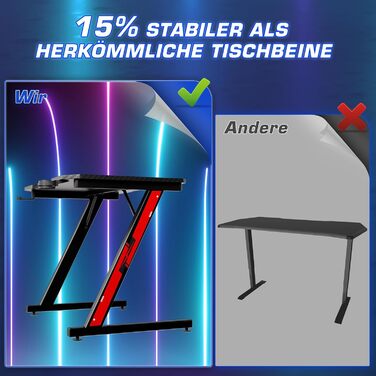 Ігровий стіл Homall 80x52 см, Z-Frame, з підсклянником і гачком для навушників, ергономічний стіл для ПК чорний