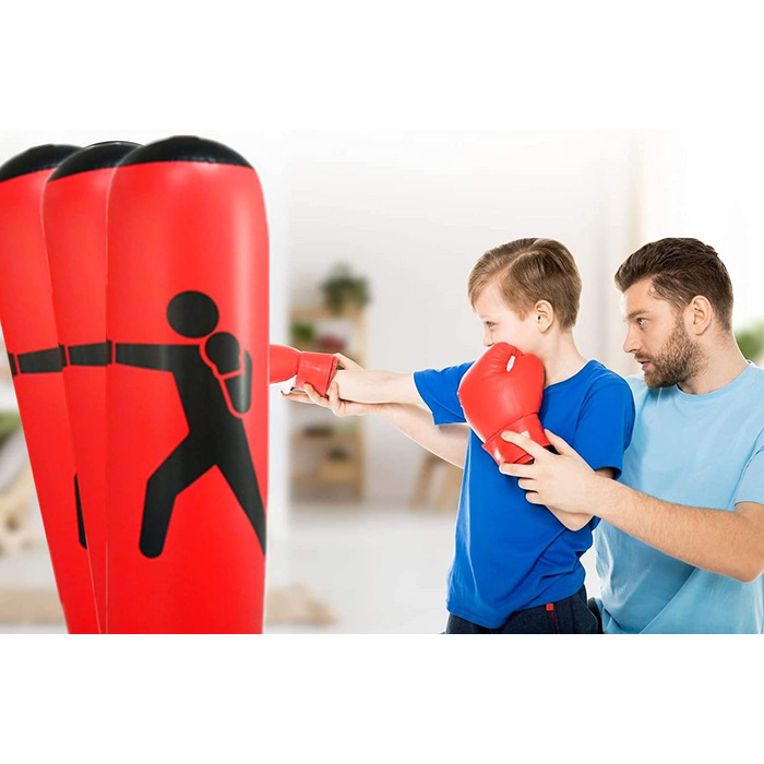 Надувна боксерська груша EQARD для дітей 157 см окремо стоїть боксерська груша для миттєвого відскоку боксерські груші для занять карате тхеквондо ММА червоний