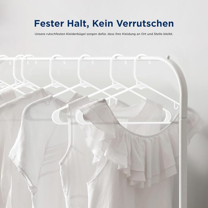 Плечики для одягу SereneLife, 30 шт. Плечики для одягу з пластику, антиковзаючі, економія місця, 0.6 см товщиною, 42 см шириною, ультратонкі та міцні з вирізами для плечей, 30 шт. (Білий, 20 шт.)