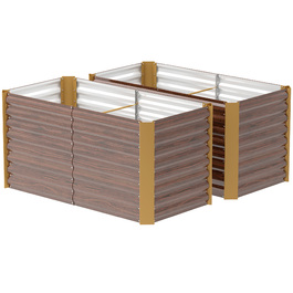 Набір з 2 грядок-ящиків для вирощування рослин, глибокі, металеві, 120 x 60 x 60 см, коричневого кольору